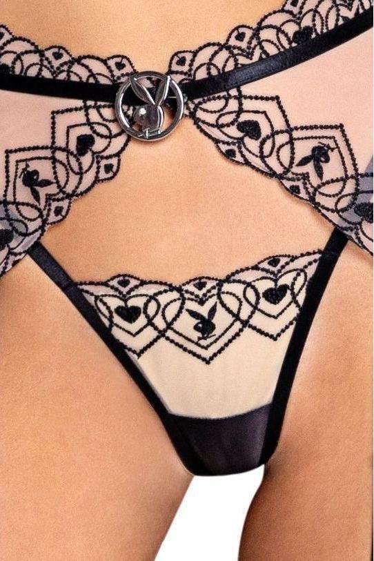 Playboy Bunny Kiss 3 - Piece Garter Short Set - bunnyboiler