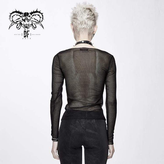 Goth Skull Sheer Mesh Tops