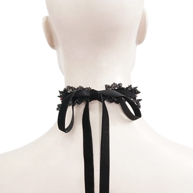 Gothic Beaded Lace Hem Necklace