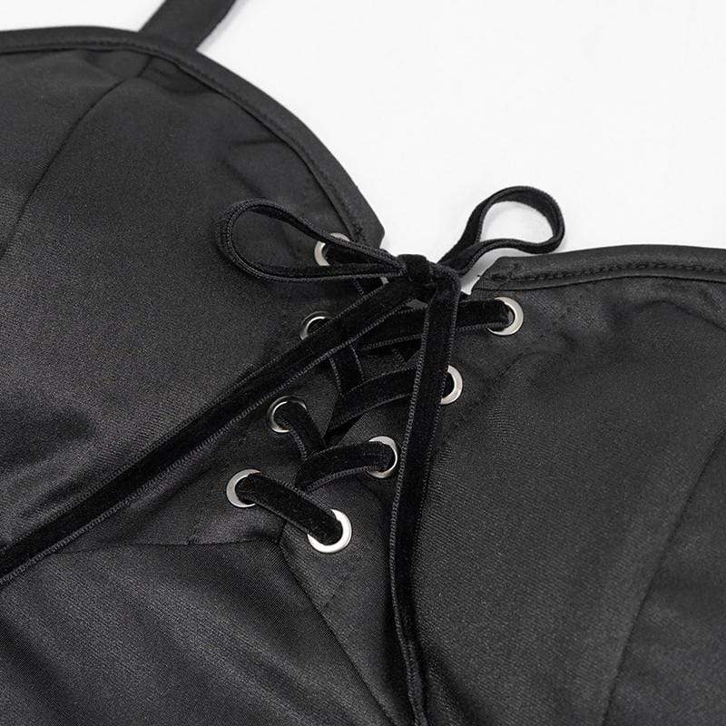 Gothic Black Lace-up Bustiers Bikini Tops