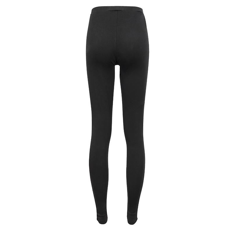 Gothic Cobweb Printed Cutout Pants