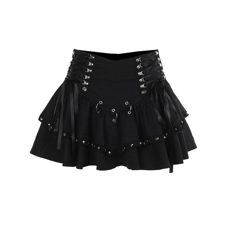 Gothic Lace-up Eyelets Short Skirt