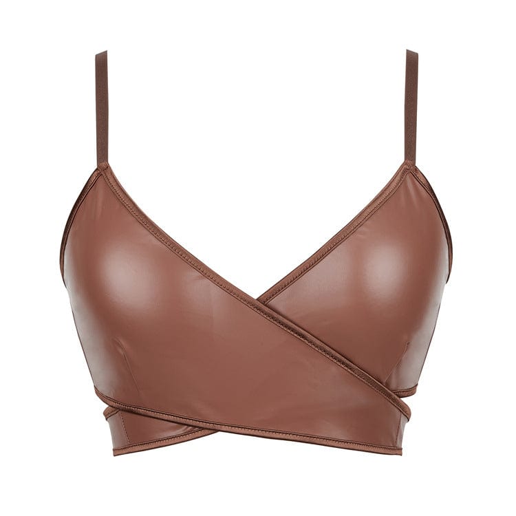 Punk Cross Strappy Faux Leather Bustier