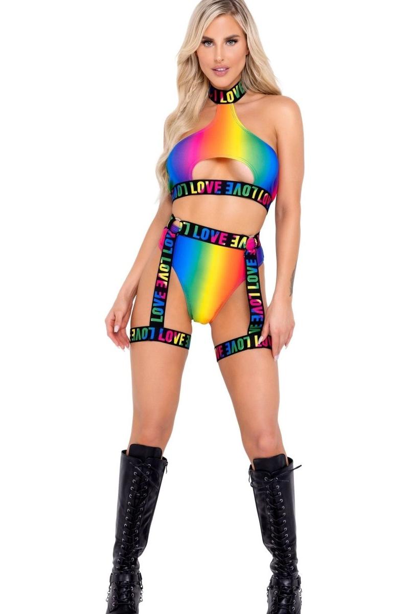 Pride Rainbow Halter Neck Keyhole Top - bunnyboiler