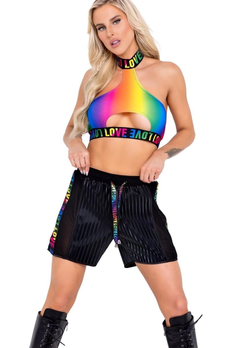 Pride Rainbow Halter Neck Keyhole Top - bunnyboiler