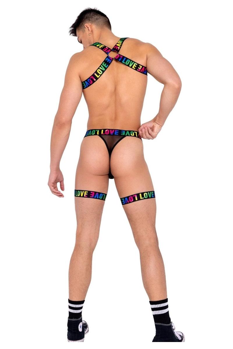 Men’s Pride Thong with Attached Garters - bunnyboiler