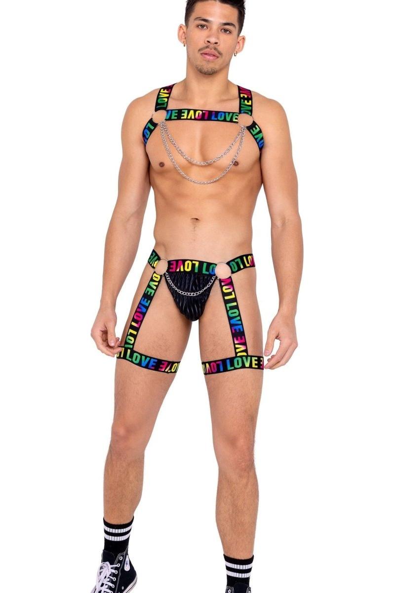 Men’s Pride Thong with Attached Garters - bunnyboiler