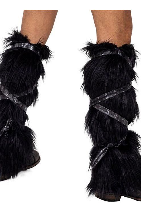 Pair of Black Faux Fur Leg Warmers - bunnyboiler