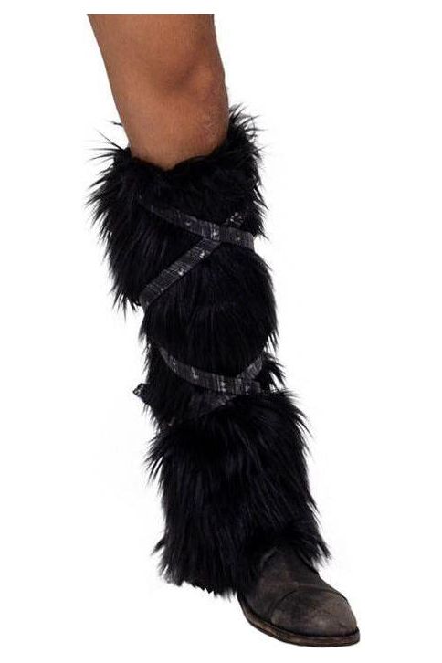 Pair of Black Faux Fur Leg Warmers - bunnyboiler