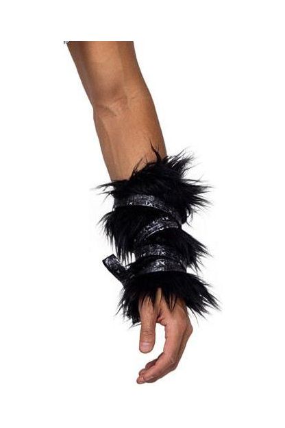 Pair of Black Faux Fur Cuffs - bunnyboiler