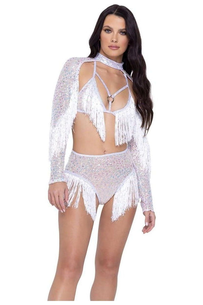 Sequin Fishnet Triangle Tie Top - bunnyboiler