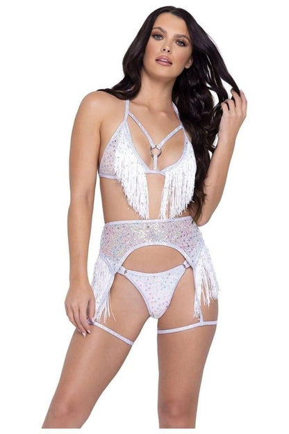 Sequin Fishnet Triangle Tie Top - bunnyboiler