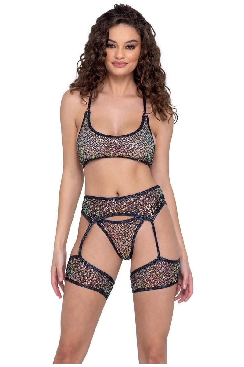 Sequin Fishnet Garter Belt - bunnyboiler