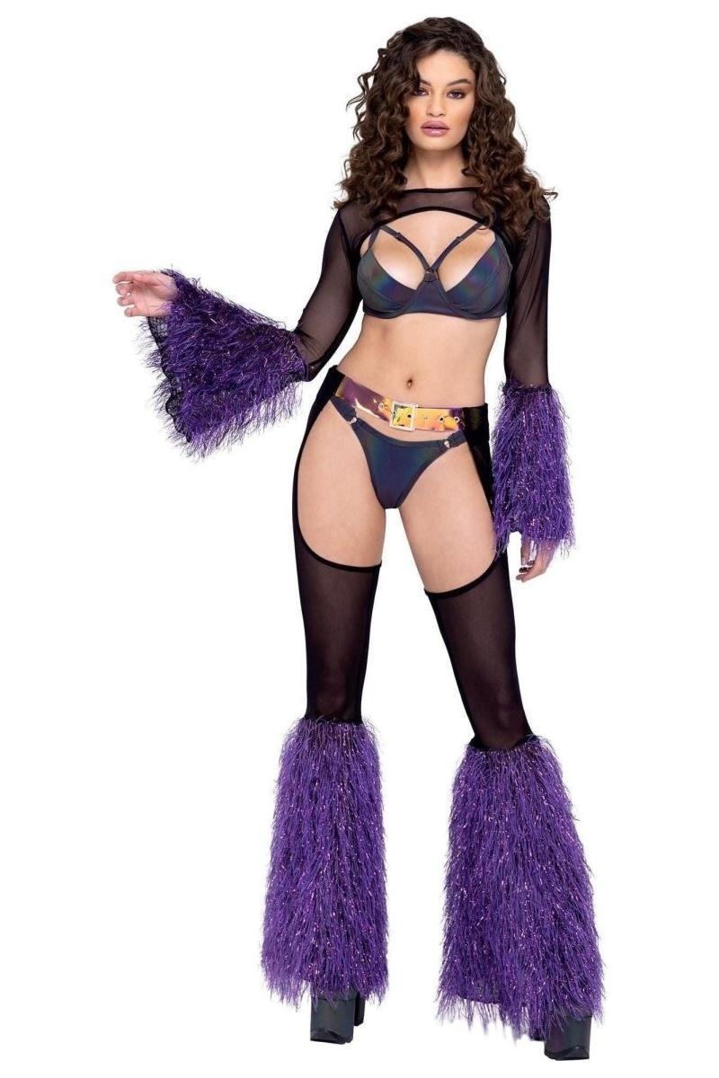 Sheer Chaps with Faux Fur Bell & Belt - bunnyboiler