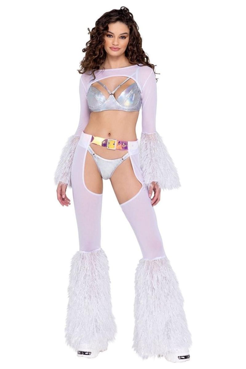 Sheer Chaps with Faux Fur Bell & Belt - bunnyboiler