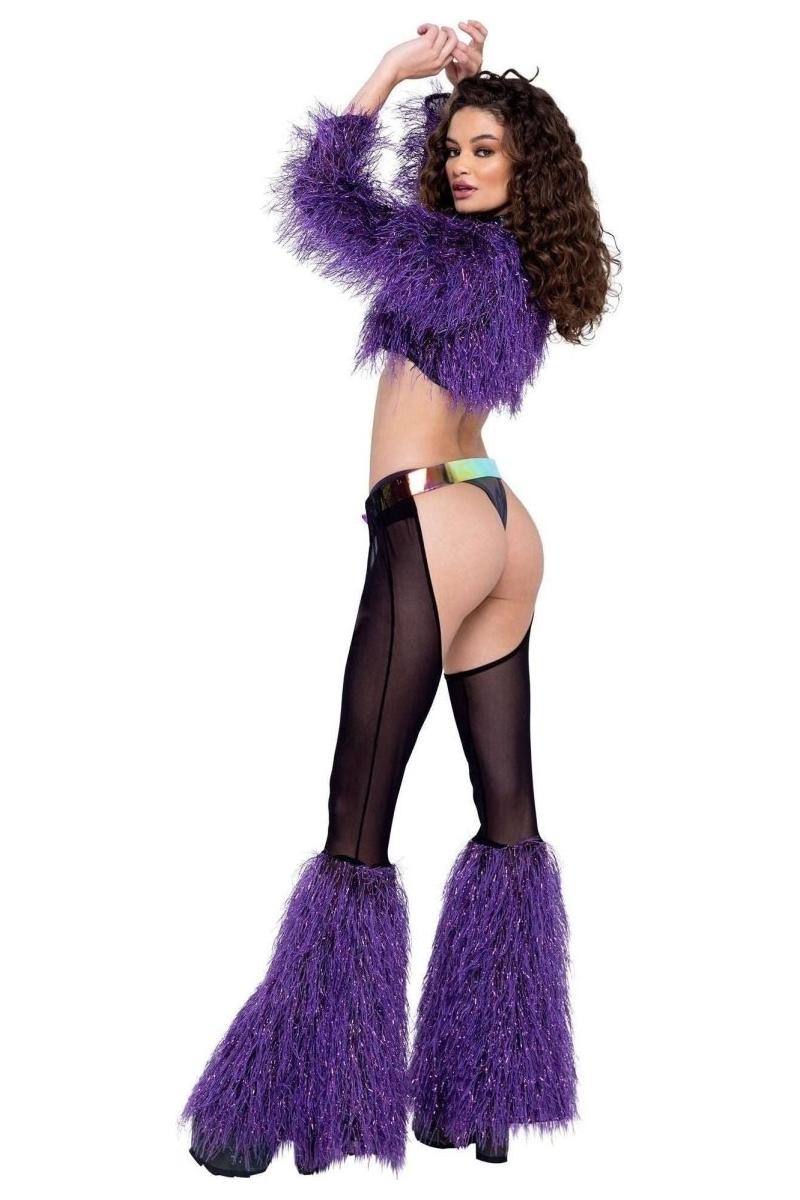 Sheer Chaps with Faux Fur Bell & Belt - bunnyboiler