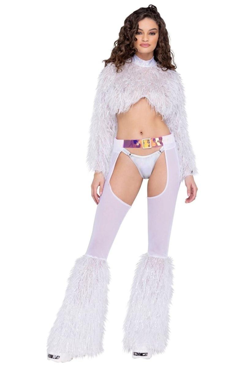 Sheer Chaps with Faux Fur Bell & Belt - bunnyboiler