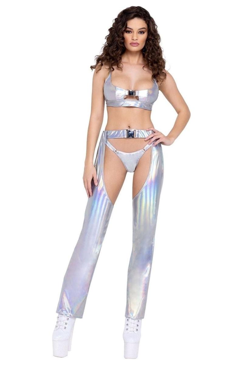 Hologram Crop Top with Buckle Closer - bunnyboiler