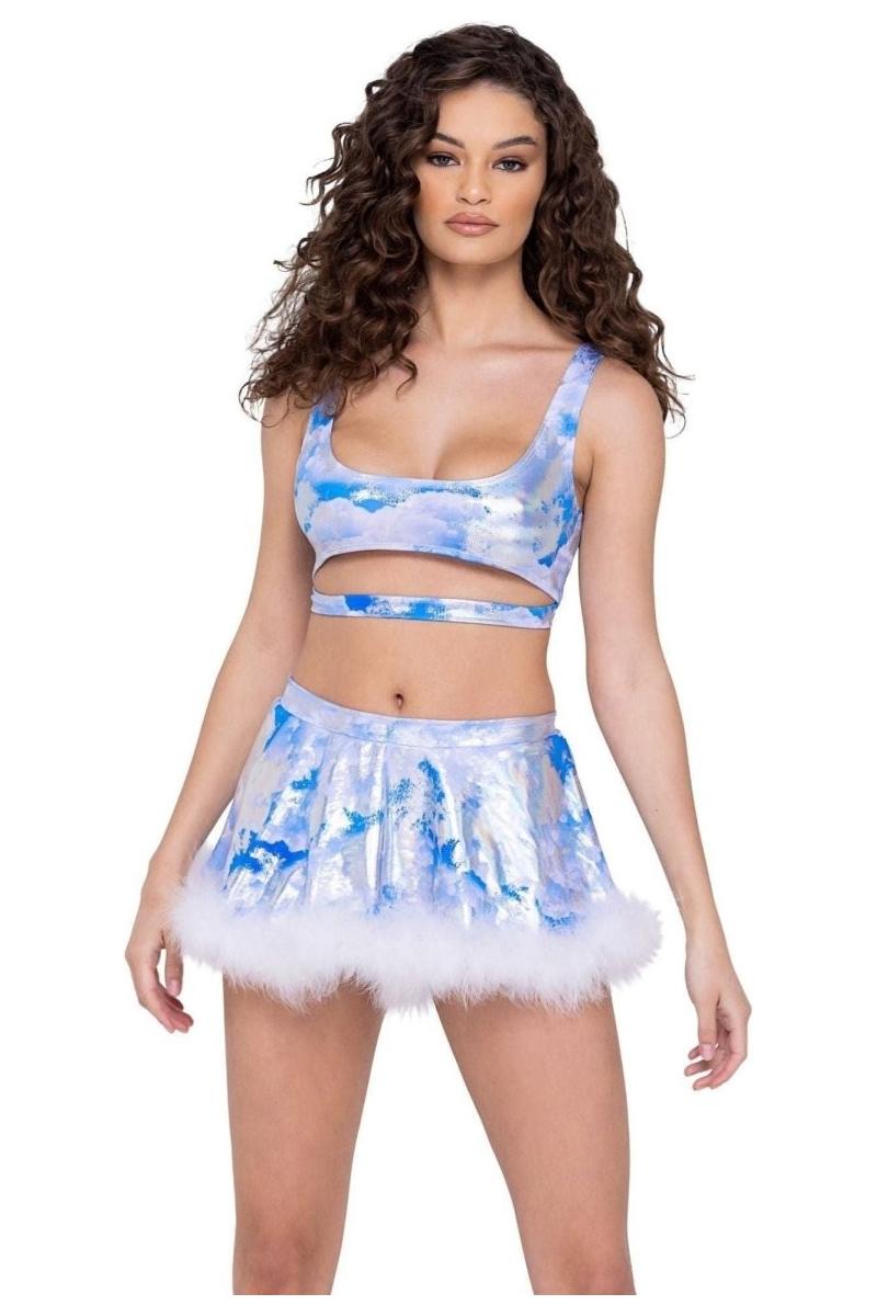 Cloud Print Crop Top with Strap - bunnyboiler