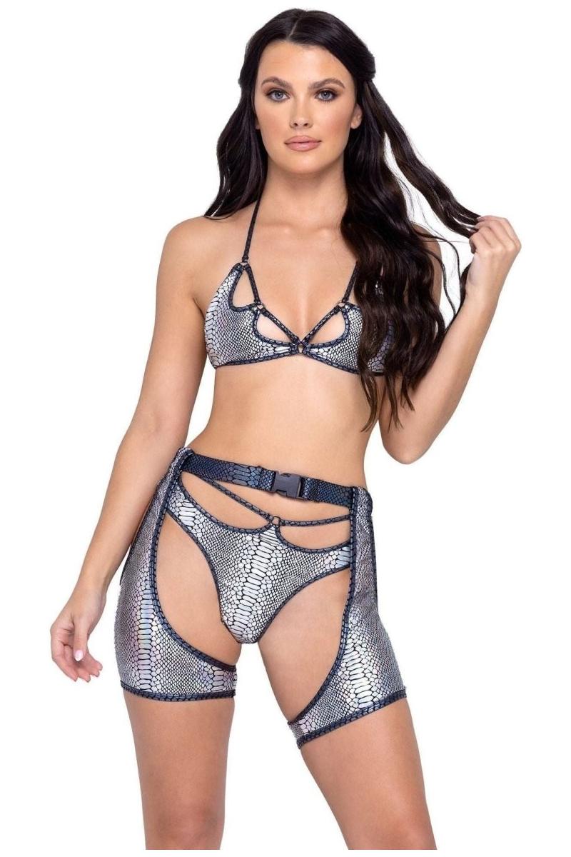 Snake Skin Keyhole Triangle Top - bunnyboiler