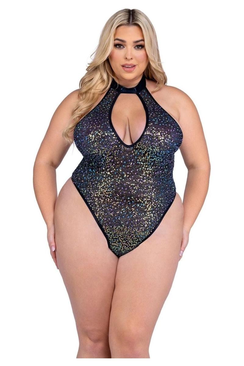 Sequin Fishnet Keyhole Romper - bunnyboiler