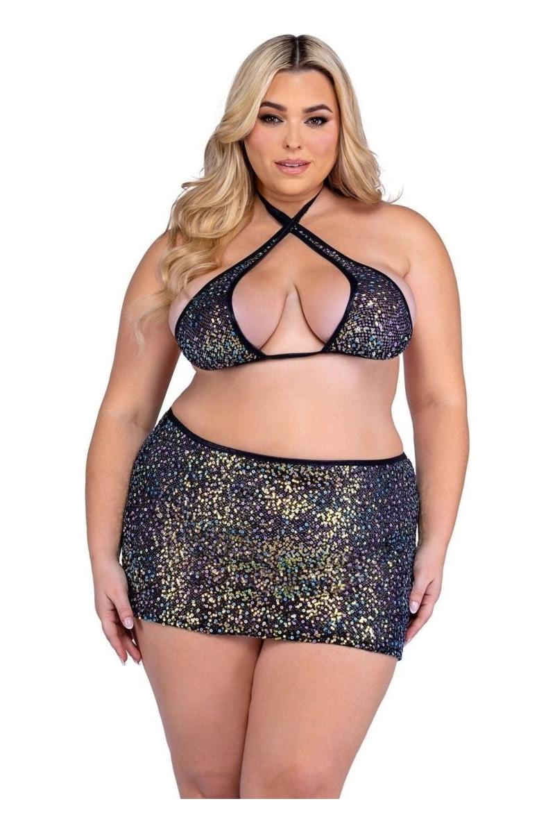 Sequin Fishnet Criss - Cross Top - bunnyboiler