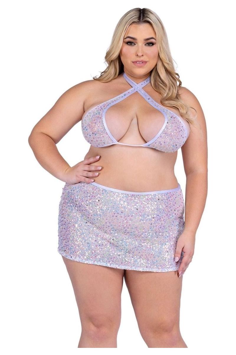 Sequin Fishnet Criss - Cross Top - bunnyboiler