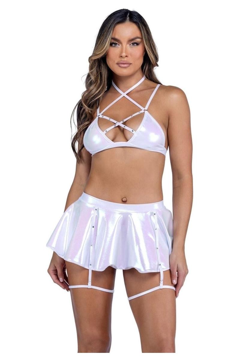 Metallic Iridescent Criss Cross Bikini Top - bunnyboiler