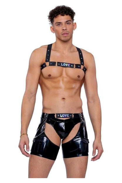 Pride Faux Leather Studded Harness - bunnyboiler