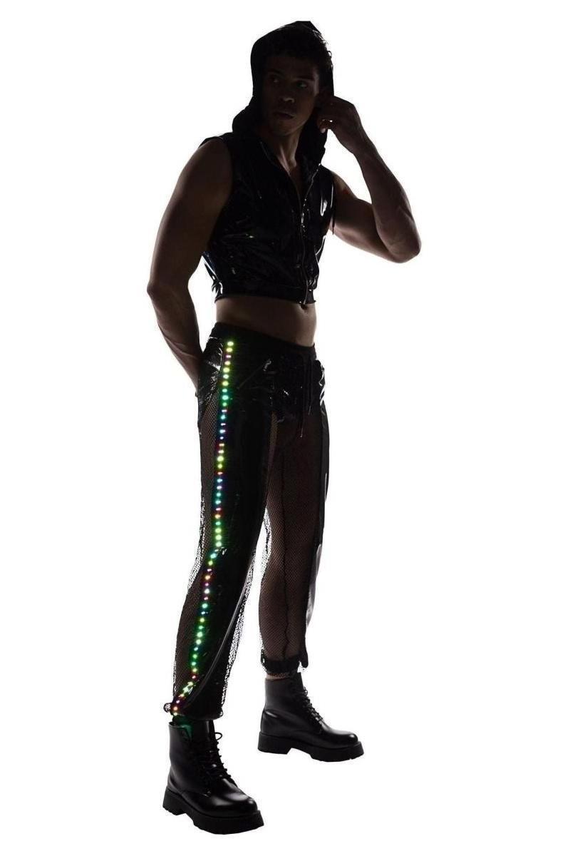 Pride Vinyl & Fishnet Light - Up Joggers - bunnyboiler