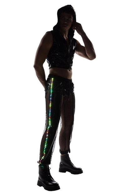 Pride Vinyl & Fishnet Light - Up Joggers - bunnyboiler