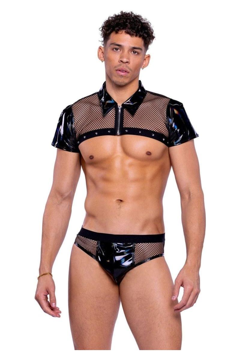 Vinyl & Fishnet Briefs - bunnyboiler