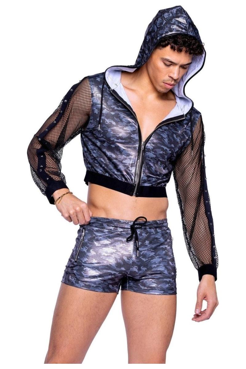 Shimmer Camouflage Cropped Hooded Jacket - bunnyboiler