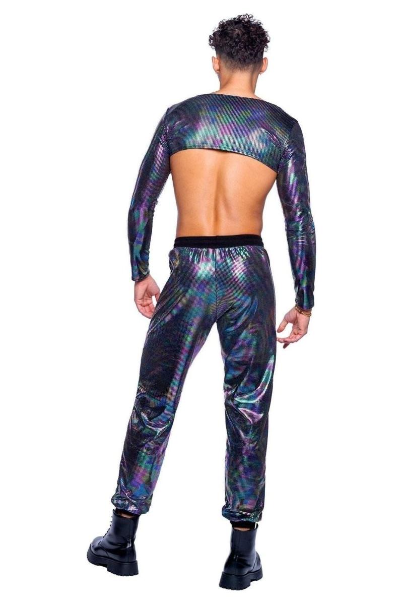 Rainbow Shimmer Camouflage Long Sleeved Crop Top - bunnyboiler