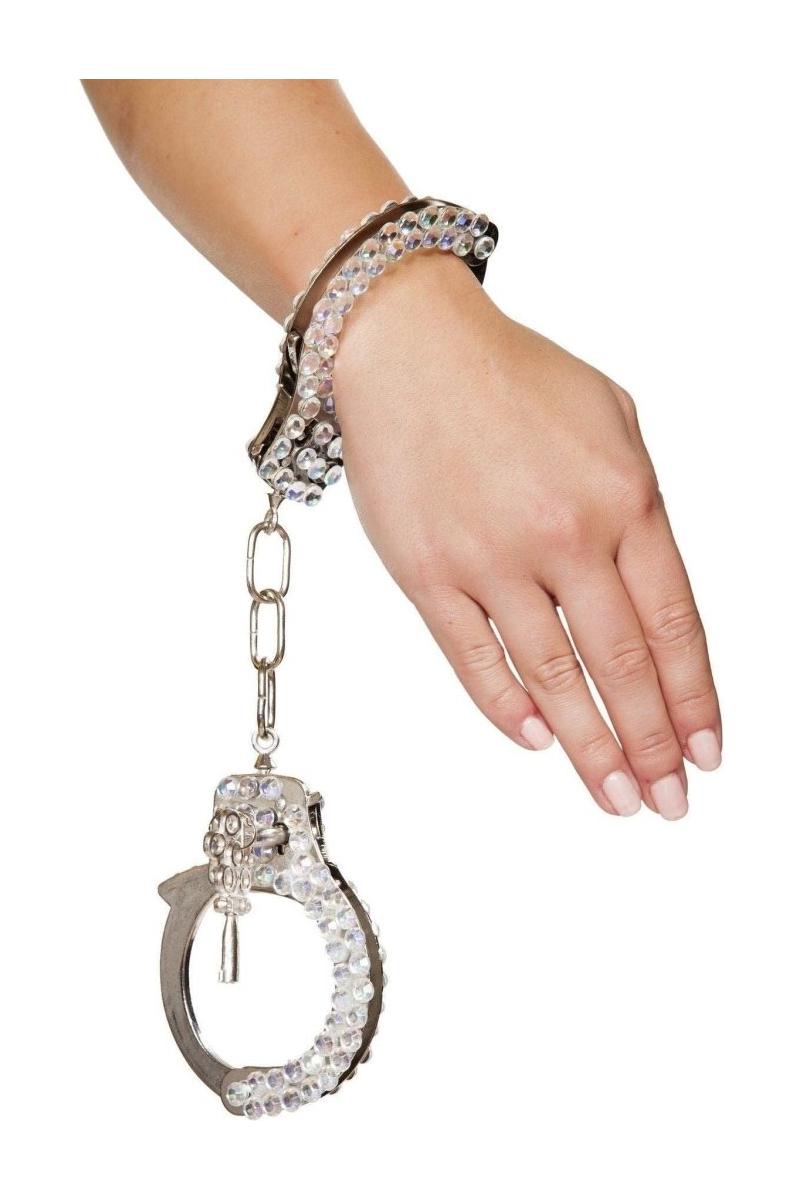 Silver Handcuffs with Rhinestones - bunnyboiler