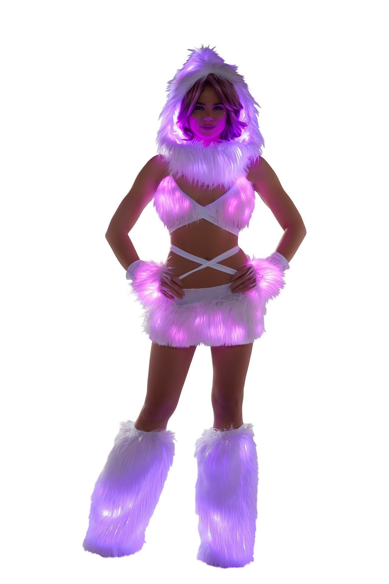 faux fur light-up infinity hood
