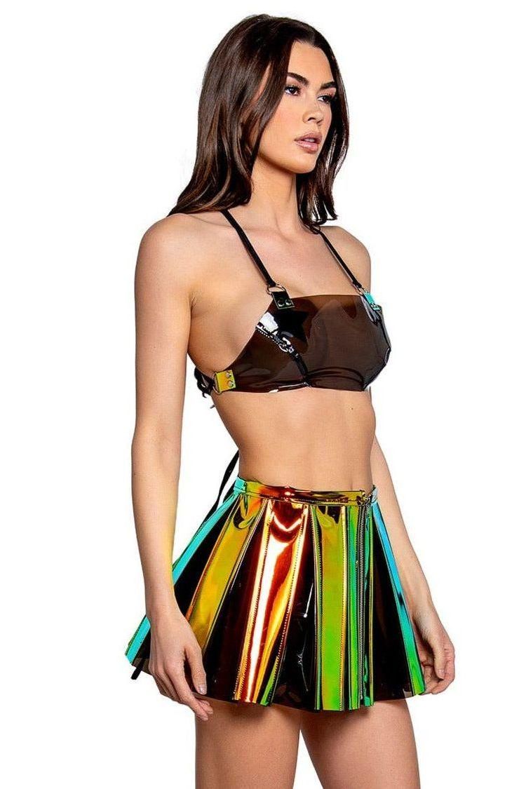 Vinyl Pleated Skirt