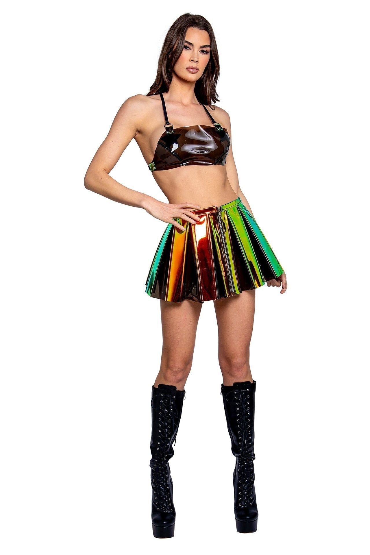 Vinyl Pleated Skirt