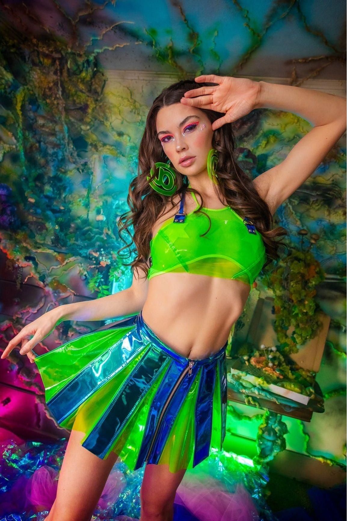 Vinyl Pleated Skirt