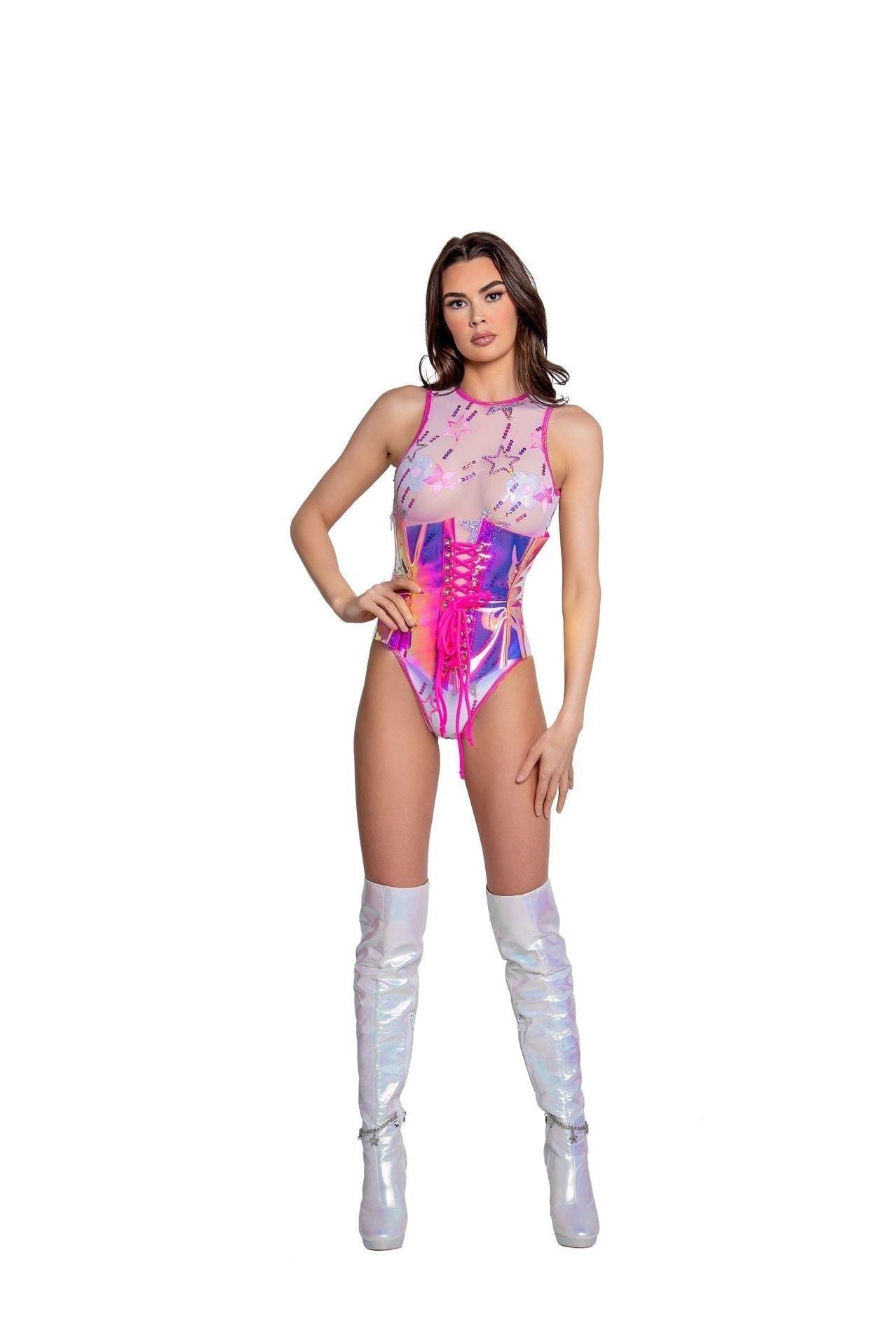 holographic vinyl waist cincher