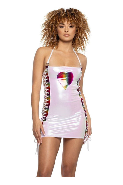 Unicorn & Rainbow Lace-Up Mini Dress