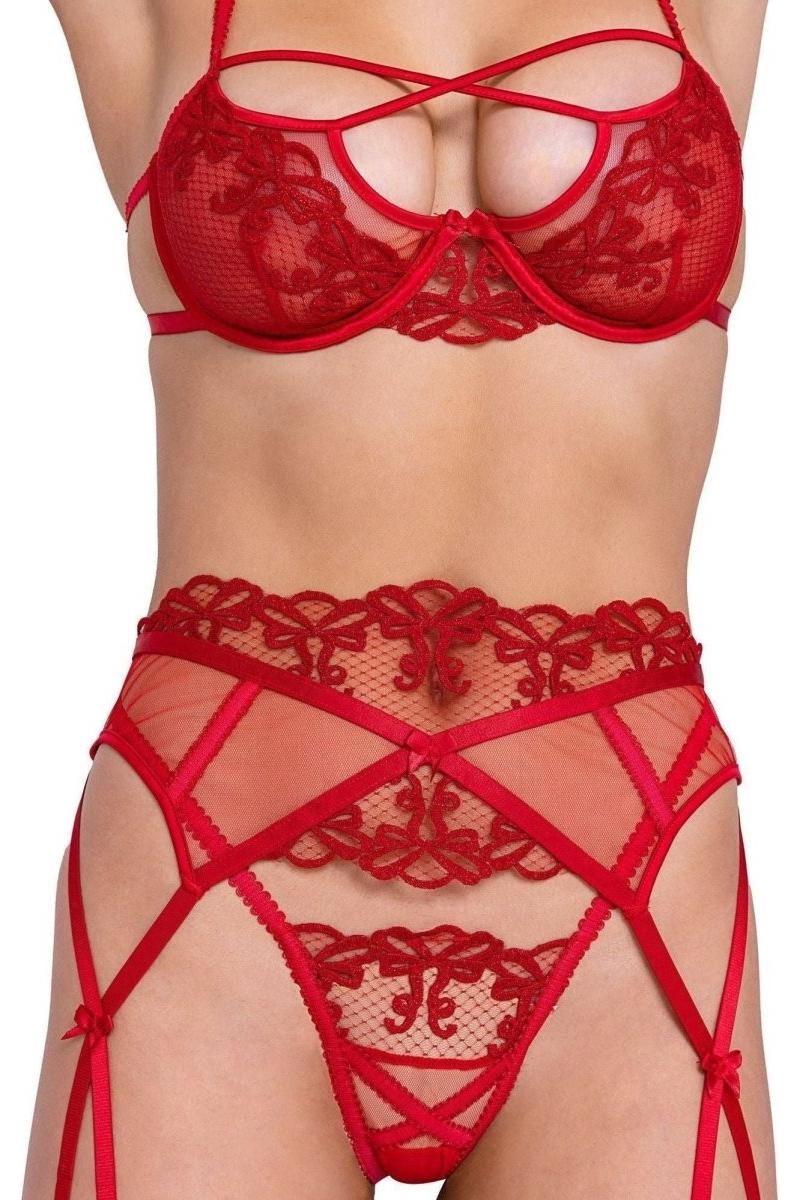 Rouge Bow 3 - Piece Garter Short Set - bunnyboiler