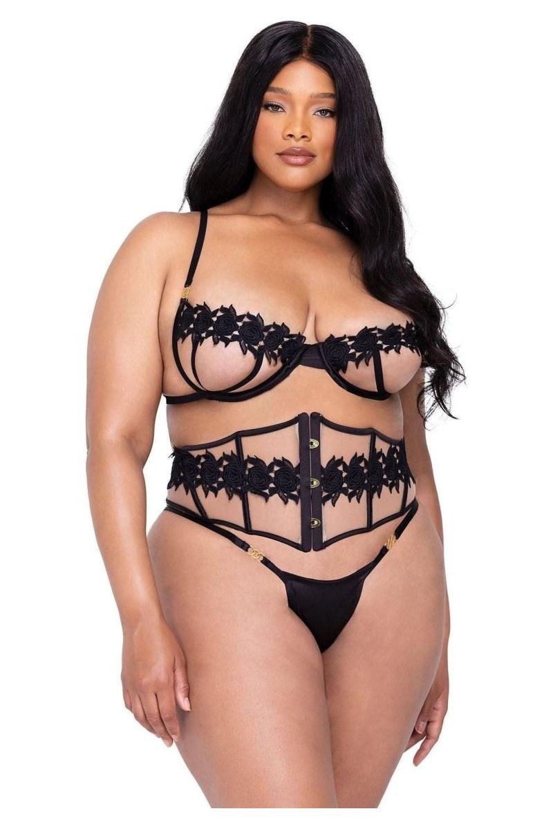 Ebony Rose 3 - Piece Waspie Short Set - bunnyboiler