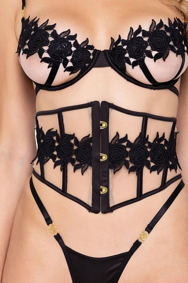 Ebony Rose 3 - Piece Waspie Short Set - bunnyboiler