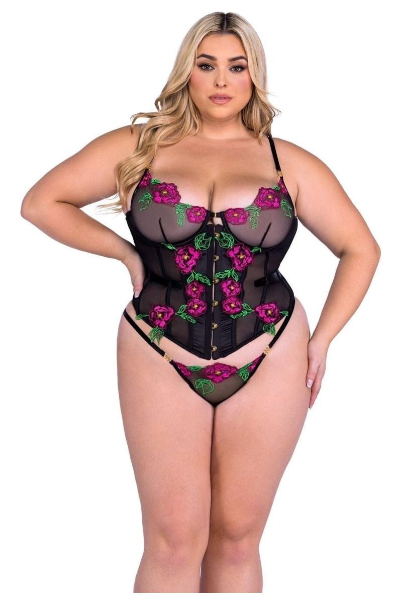 Peony Paradise Corset 2 - Piece Set - bunnyboiler