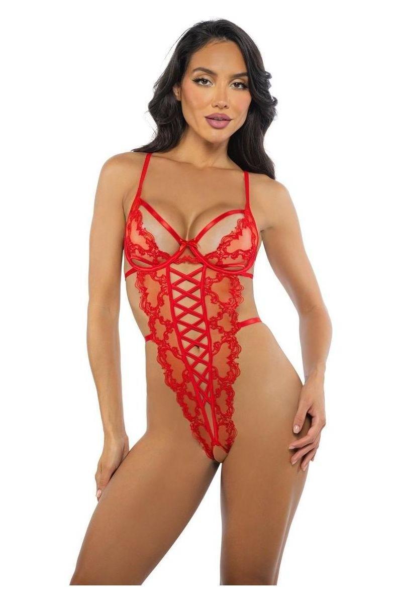 baroque heart crotchless teddy