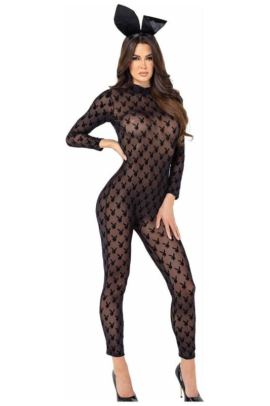 2pc Sheer Playboy Bunny Bodysuit - bunnyboiler