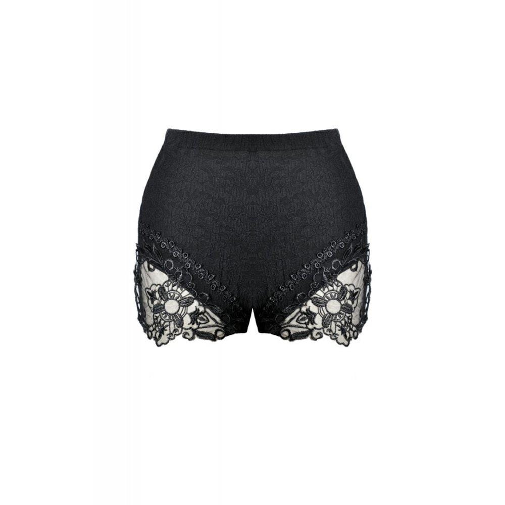 Gothic Floral Lace Sides Short Leggings