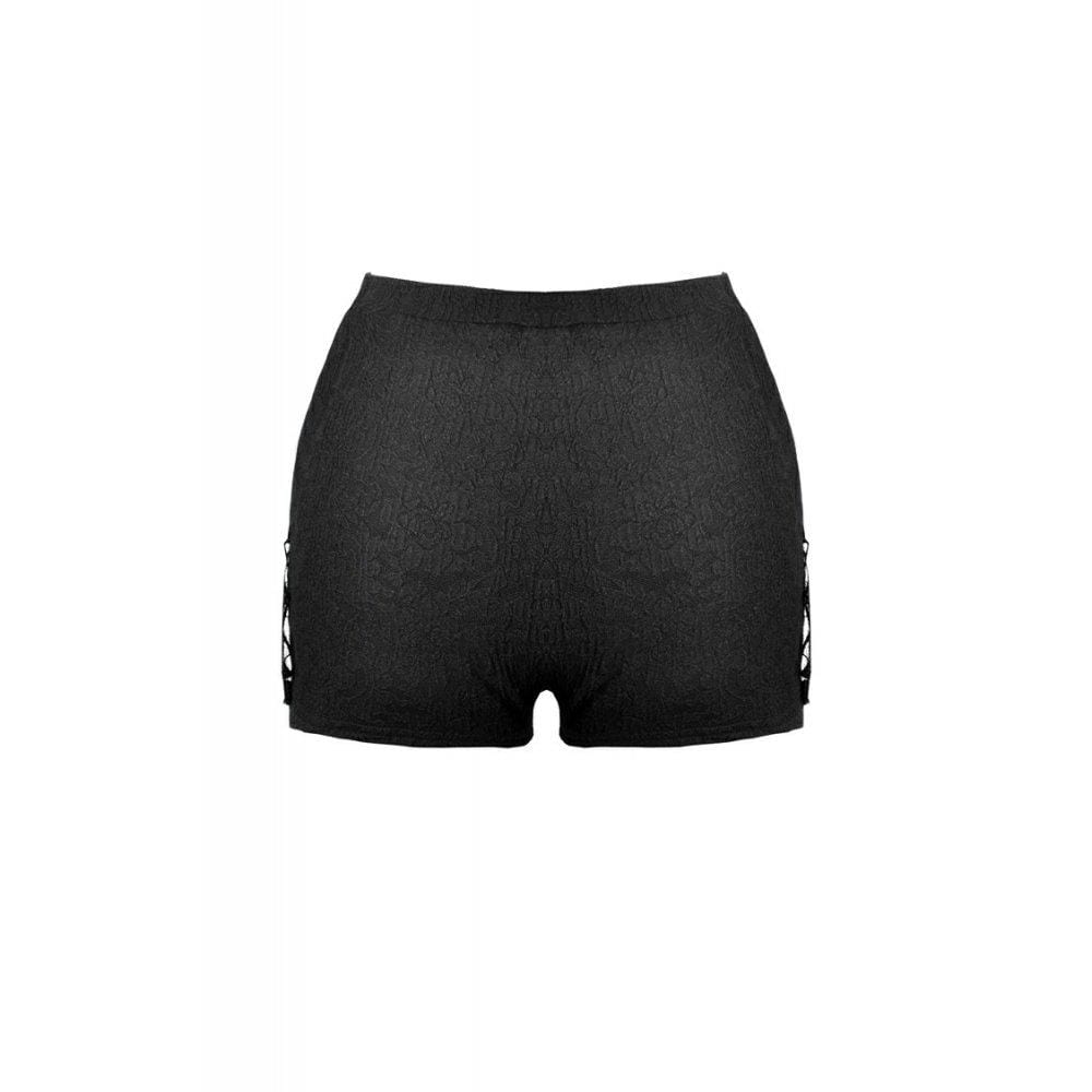 Gothic Floral Lace Sides Short Leggings