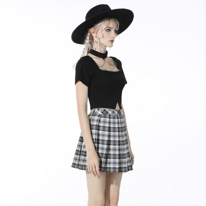 Gothic Plaid Pleated Short Skirt